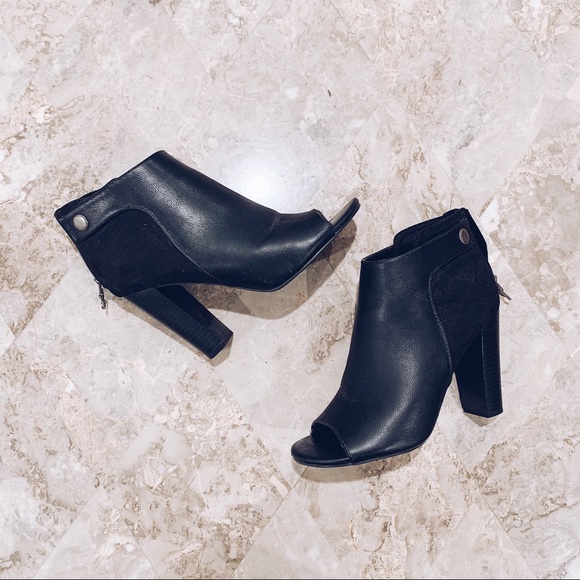 Shoes - DONATED Ankle Booties Peep Toe Faux Leather